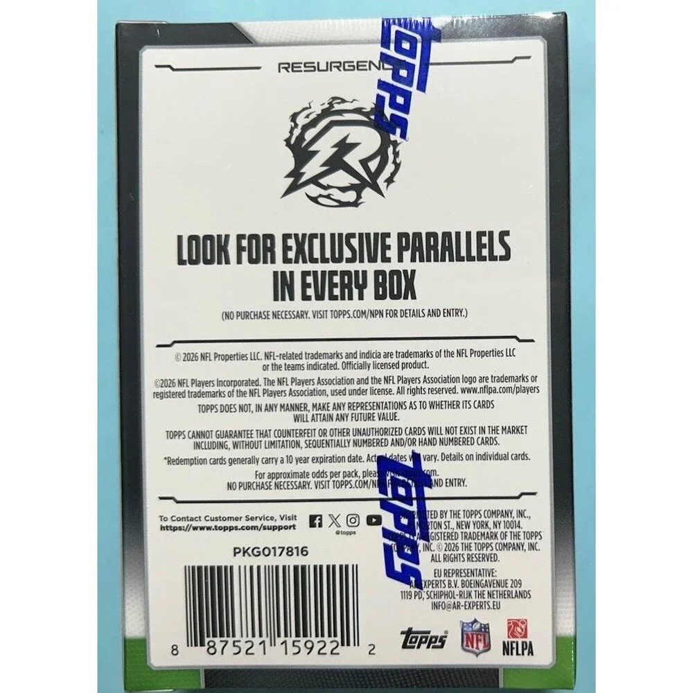 2025 Topps Resurgence NFL Factory Sealed Value Blaster Box, Factory Sealed